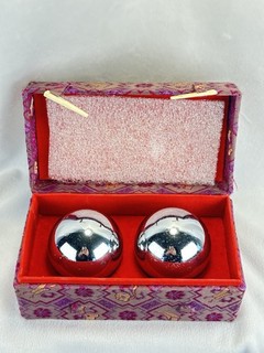 Chinese Baoding Balls Chrome Chime Meditation Stress Relief Set with Box