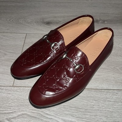 Gucci Burgundy GG Leather Jordan Style Loafers UK 6 Women s US 9 EU 39 Horsebit 