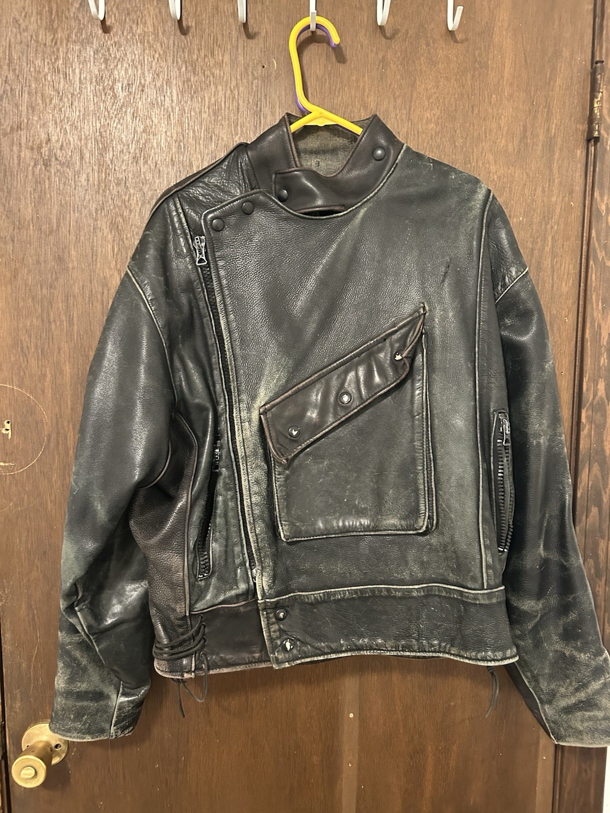 Vanson Leathers Boston MA Black Leather Jacket Size 42 Men's Motorcycle Biker