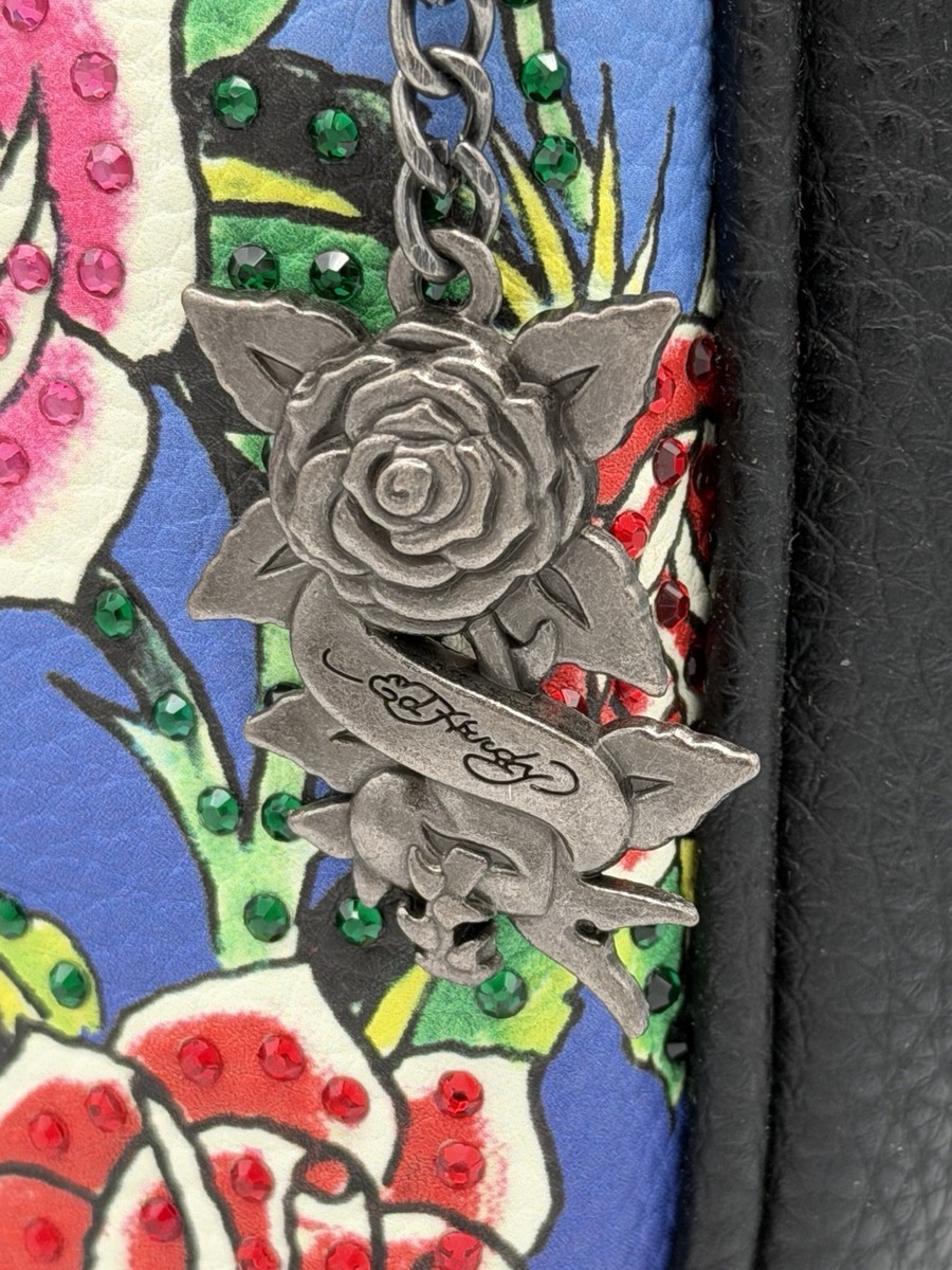 Ed Hardy Tattoo Mini Backpack Dead or Alive Skull Horse Rhinestone Roses NWT Ed Hardy Dead or Alive Mini Backpack With Charms And  main image 2
