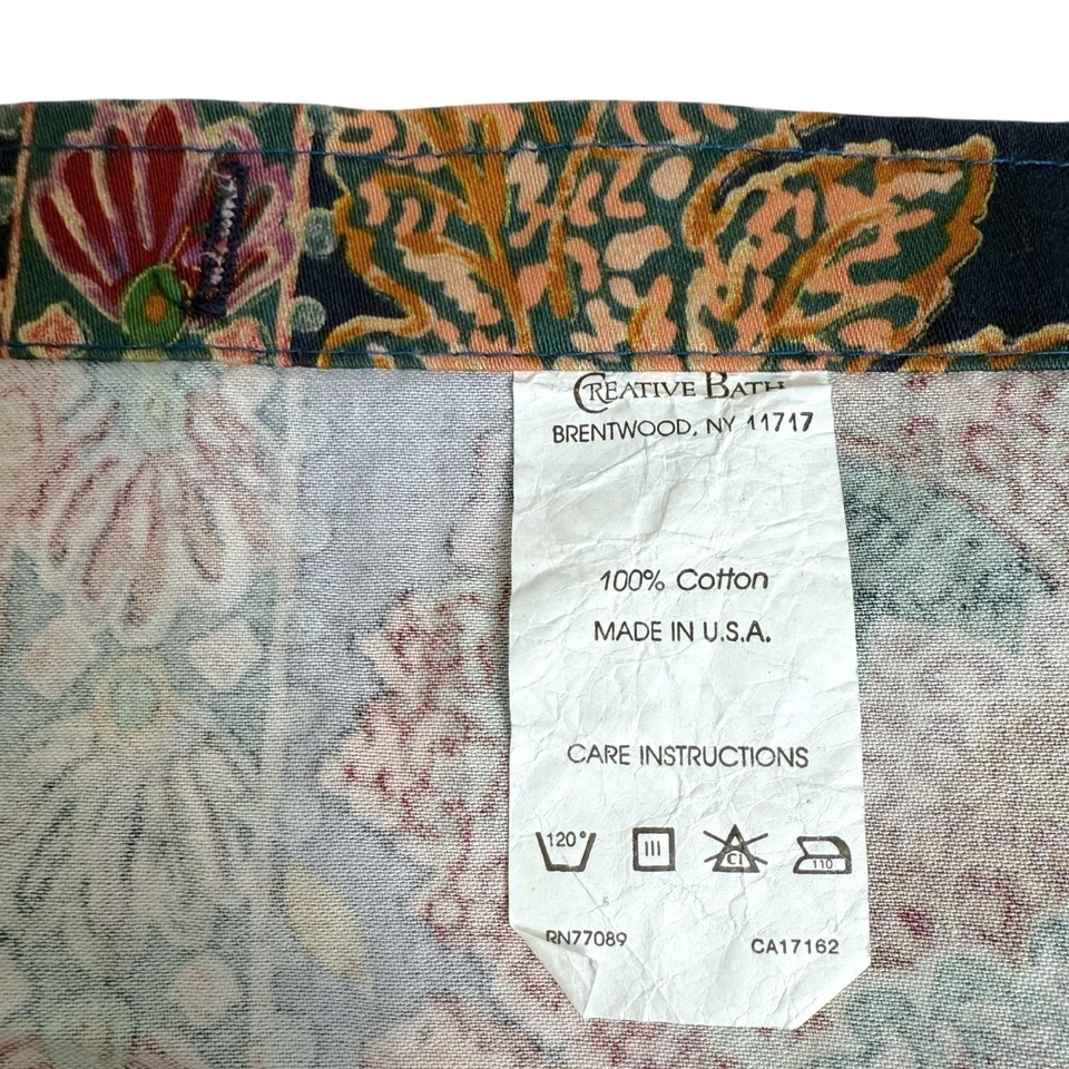 Floral Leaf Shower Curtain 100% Cotton Navy Blue Multicolor by Creative Bath - Image 2 of 4