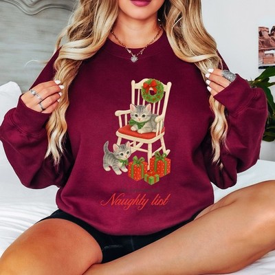 Too Cute For The Naughty List Christmas Cats Damen Sweatshirt Urlaub Pullover