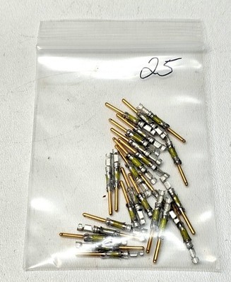 Lot Of 25 ~ Amp TE Connectivity 1-66103-7 Connector Pins 20-24 Awg ~ Gold Crimp