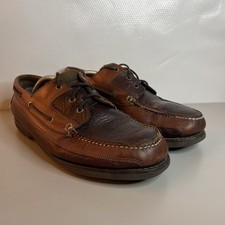 L L Bean US Mens Size 12 Allagash Bison Leather Handsewn 3-Eye Shoes Brown
