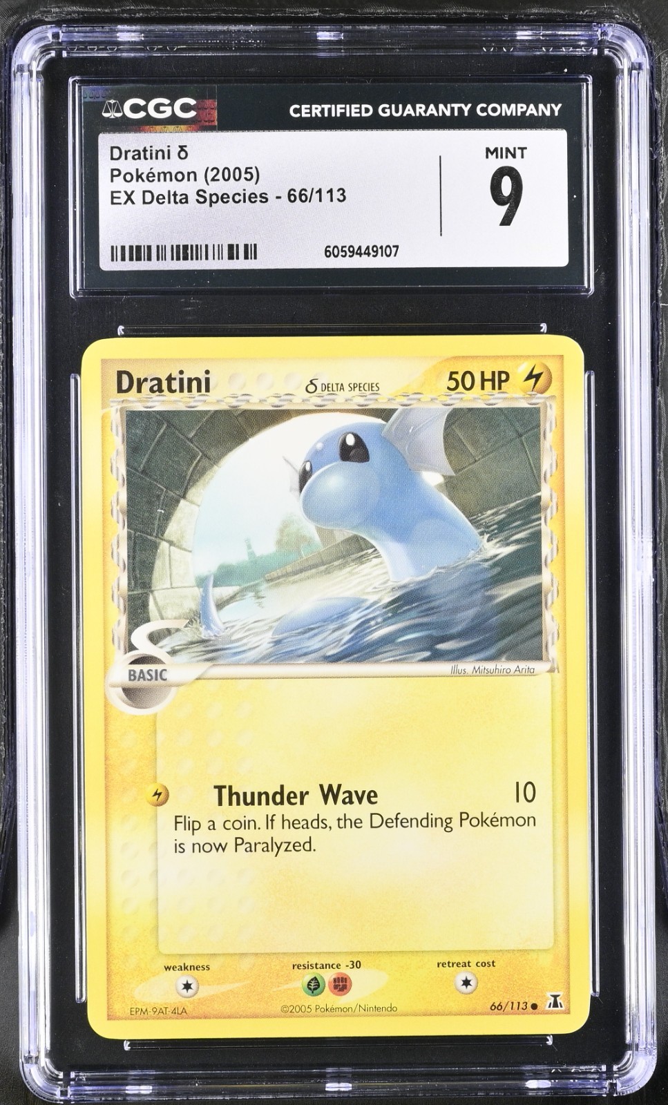 CGC 9 Dratini Delta 66/113 EX Delta Species 2005 Pokemon Card