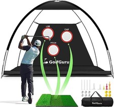Golfguru All in 1 Golf Practice Net - 10x7ft with Pro Chipping Target, Tri-Tu...