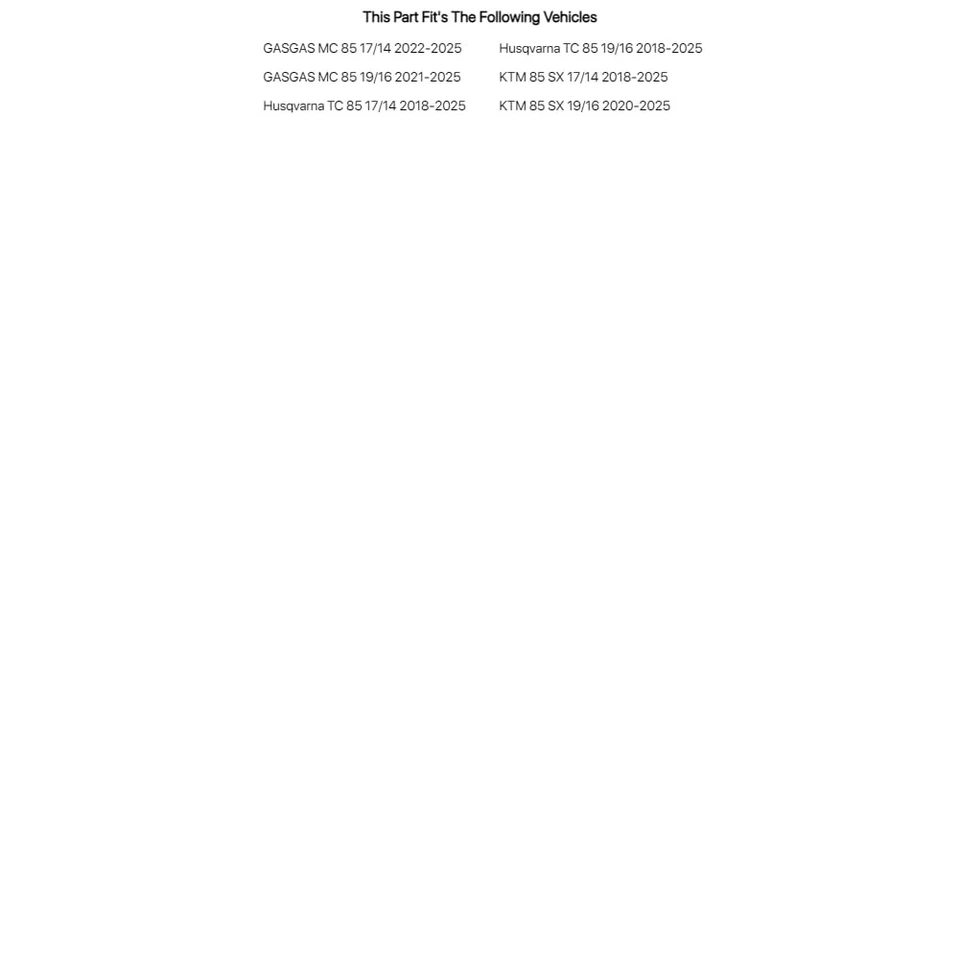 Tusk Top End Gasket Kit For Gas Gas MC 85 19/16 2021-2025 - Image 2 of 3