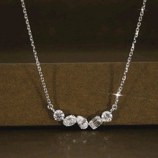 5 Ct Certified Treated Lovely White Diamond Chain Necklace In 925 Silver