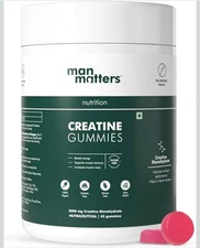 Man Matters Creatine Gummies With No Added Sugar | Boosts Energy, Supports...