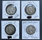 1934P 1935P 1936P and 1937P Silver Washington quarters, Lower Grade CombineShip