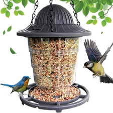 Small Bird Feeder - Durable Plastic Design, Easy Fill & Clean, Attracts Gray 