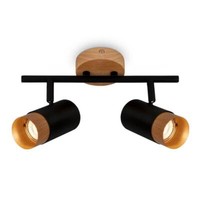 Briloner Spot Schwarz Mit Holz Exkl. 2Xgu10 Max.9W 9X37X15Cm