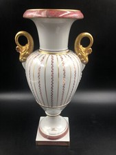 Raro Alto vaso soprammobile ACF colore marmo fiori dipinto a mano oro vecchio