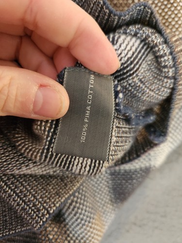 Talbots Men’s Sweater Size L 100% Pima Cotton Plaid Blue Tan Gray And White - Picture 6 of 7