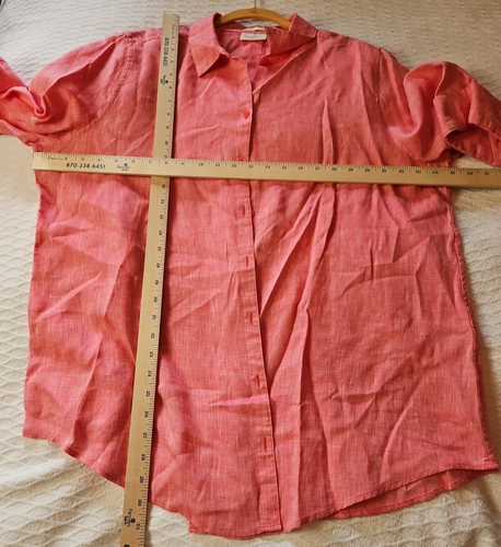 Chico's Pink Size 4/ XL No Iron 100% Linen Button Down Shirt - Picture 5 of 7
