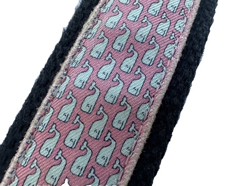 Vineyard Vines Canvas & Leather Belt Navy Blue Pink Whale  display picture 1