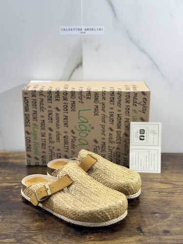 Lagoa Sandalo Donna Ciabatta Raffia Camel Casual Sandal 40 - Foto 6 di 6
