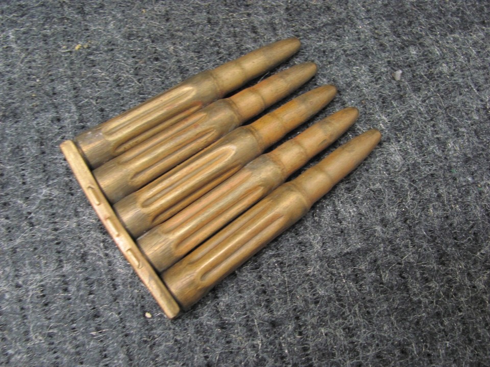 Original German WWII 8mm Mauser Inert Cartridges stripper clip for K98 ...