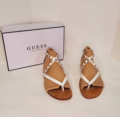 GUESS Nizana Strappy Flat Womens Sandals Color White Size 8M