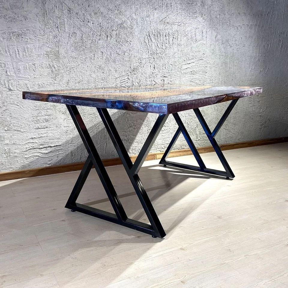 Purple and Gray Epoxy Resin Walnut Table – Custom Handmade Dining, Coffee, or Ac - Image 2 of 4