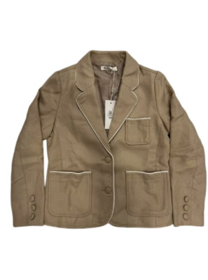 Coco Blanc Camel Wool Blazer With Piping Girl 12 NWT 