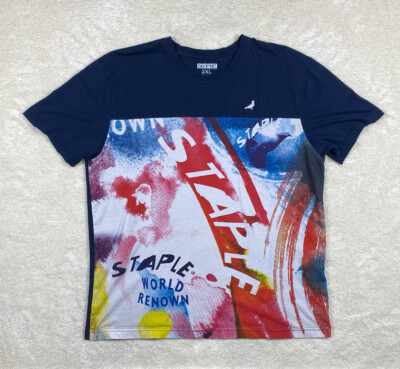 Staple Pigeon Men s Multicolored Painted Art Look T-Shirt Size 2XL Short Sleeve