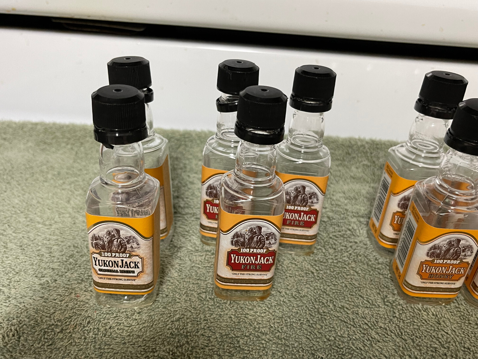 (9) YUKON JACK EMPTY 50 ML PLASTIC LIQUOR BOTTLES GREAT FOR AIRLINES