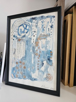 Watercolor Aquarell Abstract MixedMedia mit Certificate painting drawing art
