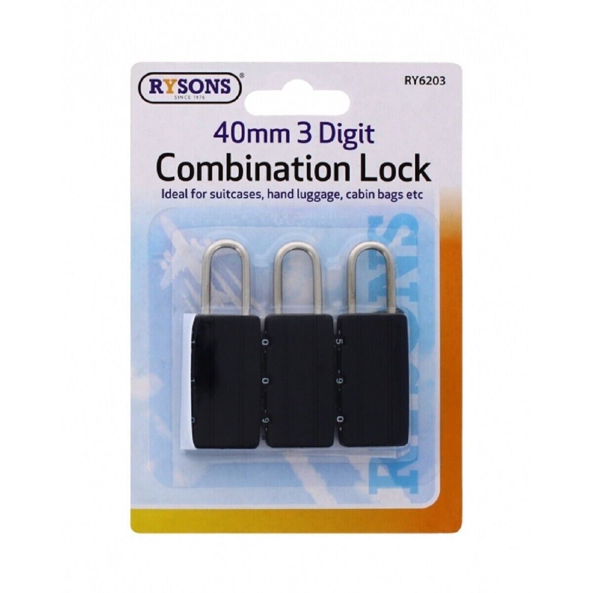 3 X COMBINACIÓN CANDADO 3 DÍGITOS NEGRO 40mm BLOQUEO SEGURIDAD EQUIPAJE VIAJE MALETA