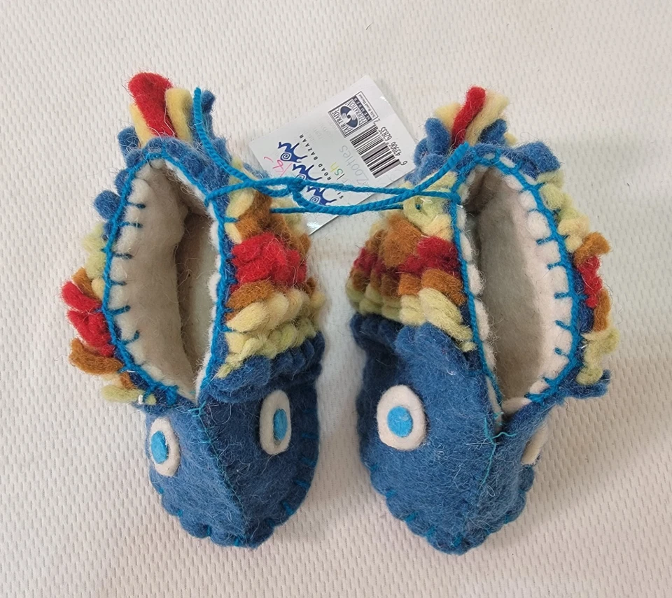 Zooties Baby Crib Felt Shoes Slippers Sz 0-12 Months FISH Wool Colorful - Image 4 of 4