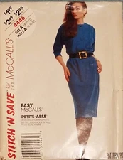 McCall's Pattern 4446 Petite-able Dress & Belt sz 8-12