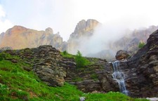 Landscape waterfall mountains mist clouds rocks water Custom Gaming Mat Desk