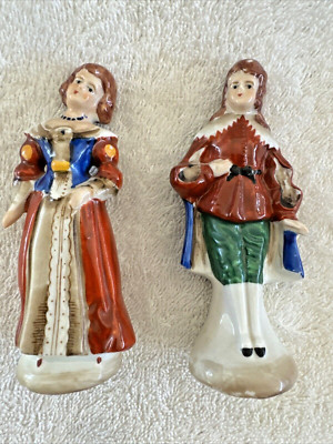 Vintage Victorian Man And Woman Figurine Made In Occupied Japan 4 3/8  Tall