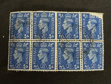 GB 1941 SG489 KING GEORGE VI 2½D PALE BLUE LIGHT ULTRAMARINE - USED KGVI BLOCK 8