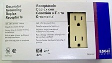 Box of 10 Eagle 1107V 15 Amp 125V Decora Grounding Duplex Receptacles Ivory