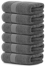 Luxury Grey Hand Towels 16x30 - Soft Cotton Absorbent Hotel towel 6-Pack