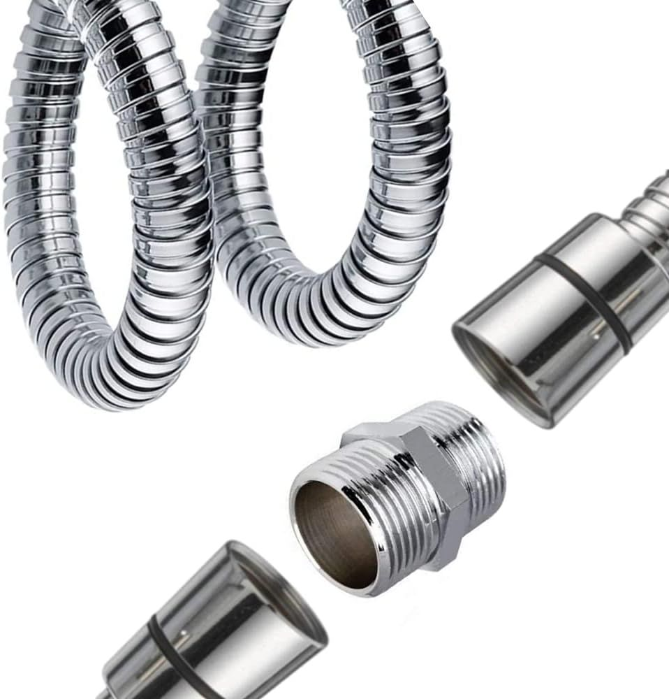 2 Pack Shower Hose Extension 1/2 Inch Shower Hose Threaded Pipe