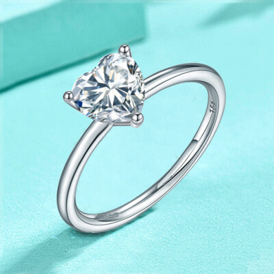 925 Silver Zircon Fashion New Water Drop Love Rectangular Triangle Ring