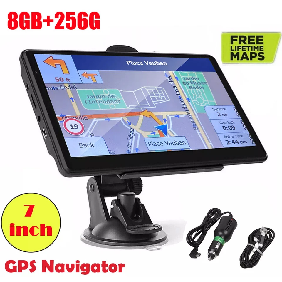 7" 8GB Touch Screen Car Truck Sat Nav GPS Navigation Free Lifetime UK/EU Maps