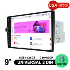 USA Stock Android 13 Qualcomm 9 Inch Double DIN Car Stereo with Volume Knob 128G