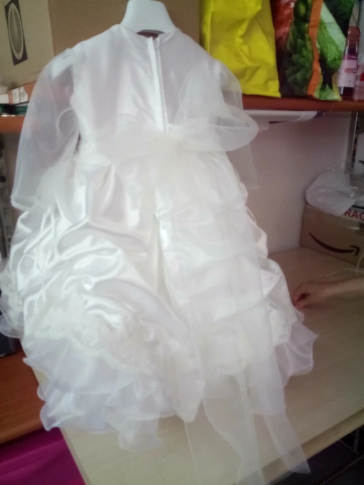 Abito battesimo bimba Colore Bianco SETA - Immagine 4 di 4