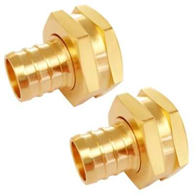 2PCS Solid Brass 3/4 PEX Barb to 3/4 GHT Female Garden Hose End Connector S