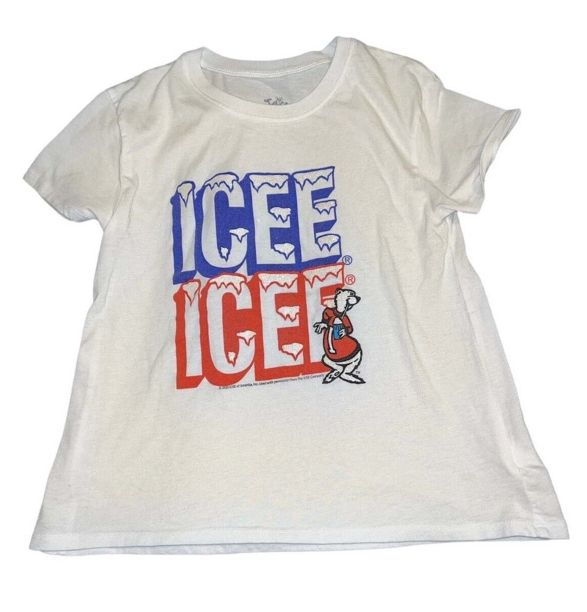 red white and blue graphic tee