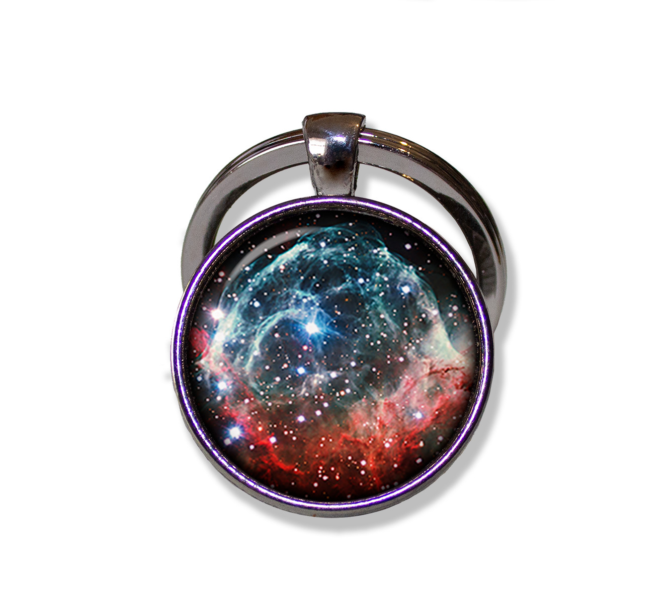 Thor's Helmet Nebula Space - Handmade ROUND Glass Pendant Ke