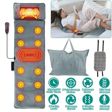 Full Body Electric Massage Mat with 10 Vibration Motors and Neck Massage Pillow