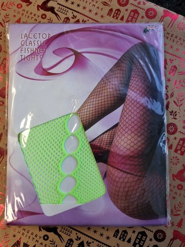 Tights Lace Top Fishnet Neon Green 