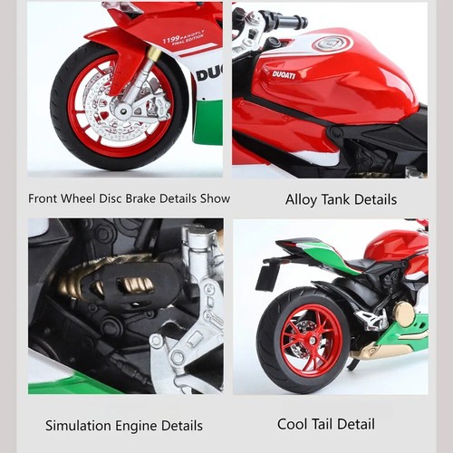 Maßstab 1:12 1199 Motorrad Spielzeug Modellautos Alu Diecast Stoßdämpfung - Bild 21 von 26