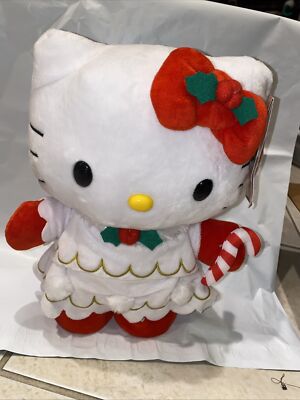 New 12  Animated Hello Kitty Christmas Side Stepper White Dress Candy Cane 2024