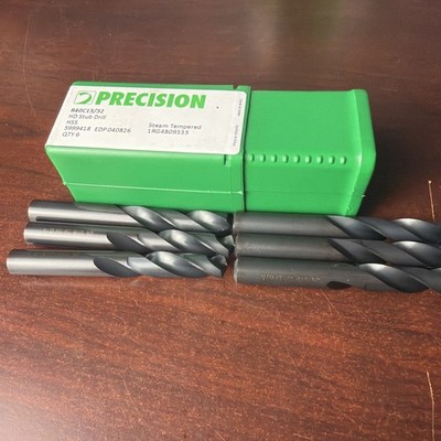 6 Pack Size 13/32 PRECISION TWIST DRILL R40C HSS Stub Drill Steam Tempered