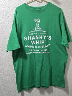 Shanky s Whip T-Shirt XL Green Irish Whiskey Blend Pub Bar Promo Tee